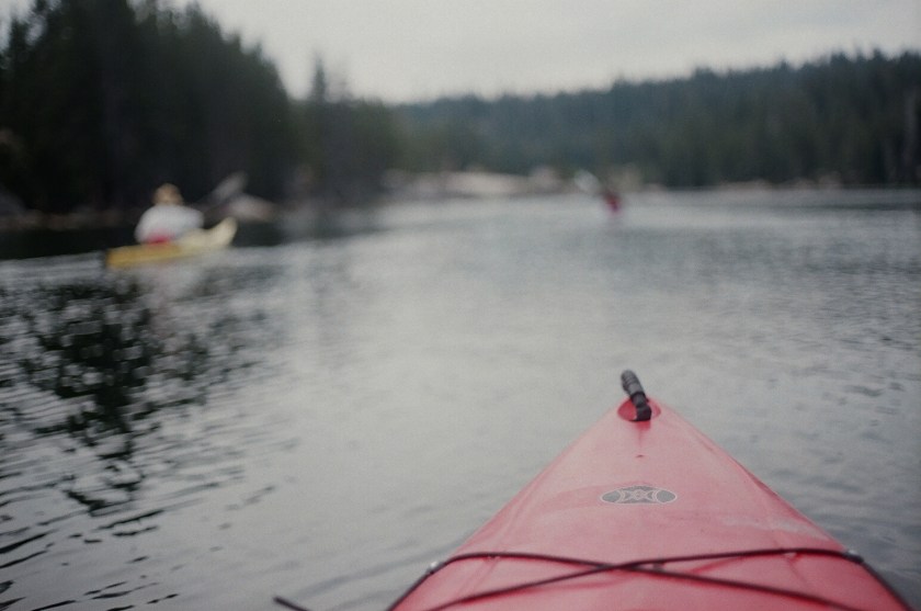 Cramped Up Utica Reservoir red kayak