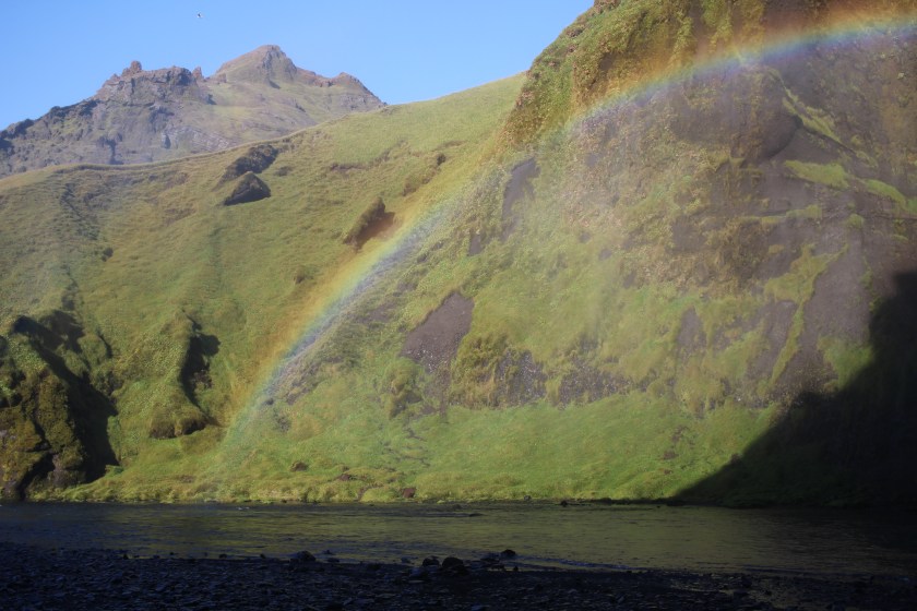 Cramped Up Iceland Skogafoss rainbow green
