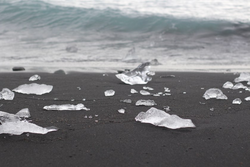 Cramped Up Iceland jokulsarlon iceberg lagoon black sand beach crystal