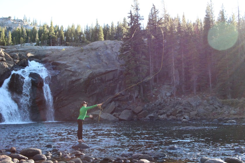 Cramped Up Yosemite Glen Aulin Falls fly casting