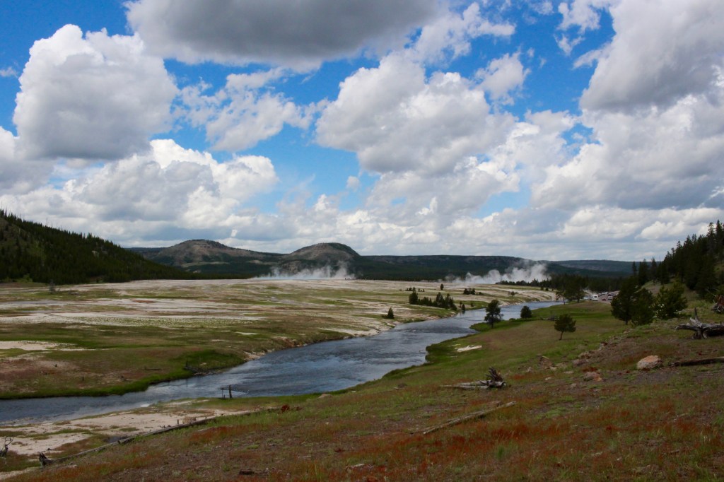 cramped up road trip yellowstone landscape